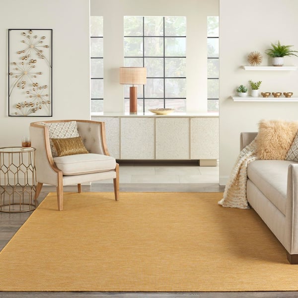 Positano Yellow 7 ft. x 10 ft. Solid Modern Indoor/Outdoor Patio Area Rug