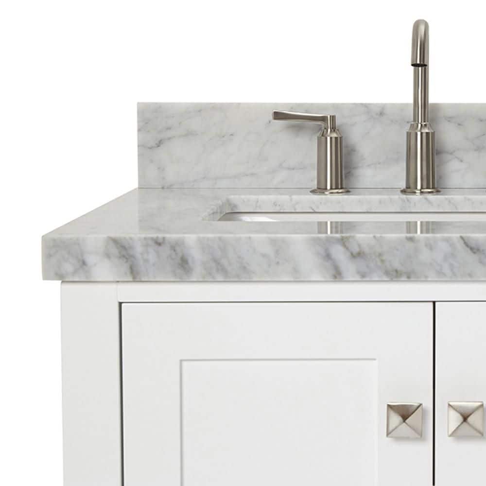 Cambridge White Marble Top Single Sink Bathroom Vanity
