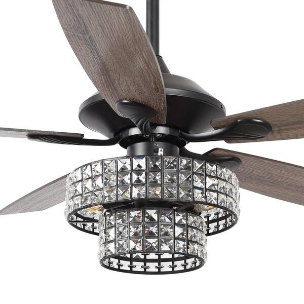 matrix decor 52 in. Indoor Black Crystal Chandelier Ceiling Fan