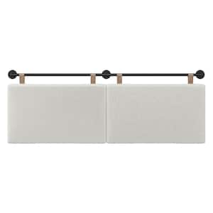 Charlie 74 in. W White/Black King Wall Mount Padded Headboard, Adjustable Height with Black Metal Rail