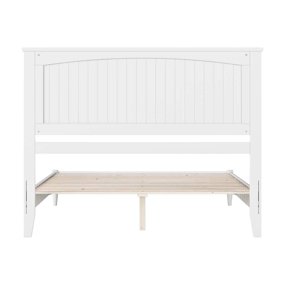 Naples White Queen Wood Low Profile Platform Bed with Slats