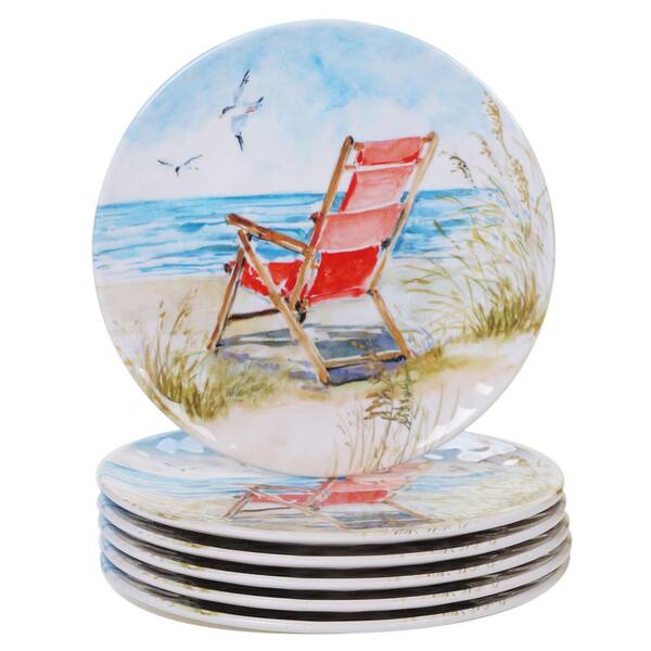12 Summit Indigo Blue Waves Dinner Melamine Plate 22cm Set of 4 6 8 