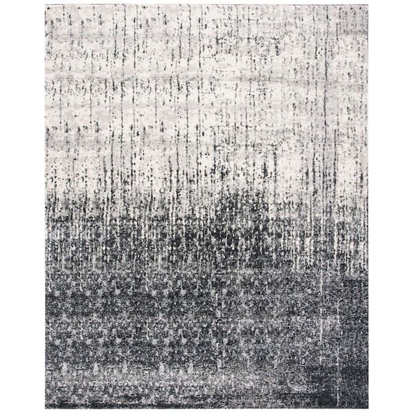 Retro 10 ft. x 14 ft. Black/Light Gray Abstract Area Rug