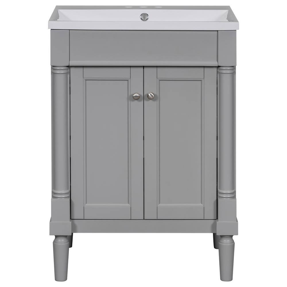 24 in. Bathroom Vanity with Top Sink 2-Tier Modern Bathroom Storage Cabinet