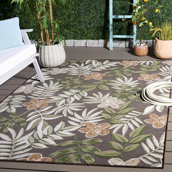Cabana 6 x 10 Brown/Green Floral CBN405T Area Rug