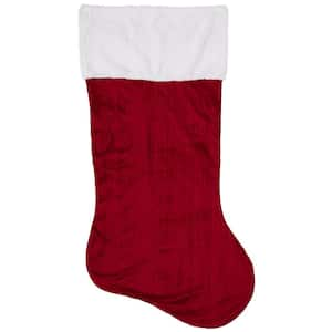 50 in. Jumbo Red Velvet Plush Christmas Stocking with Faux Fur Cuff