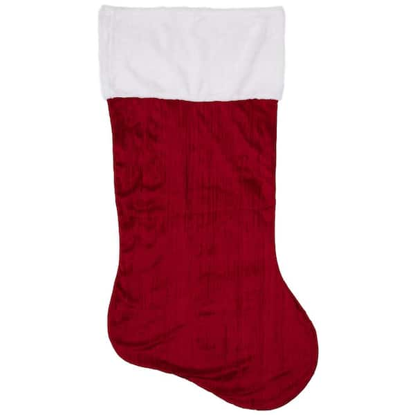 50 in. Jumbo Red Velvet Plush Christmas Stocking with Faux Fur Cuff