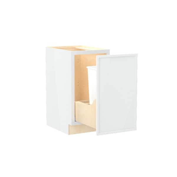 Home Decorators Collection Franklin 18 in. W x 24 in. D x 34.5 in. H Assembled Plywood Trash Can Kitchen Cabinet in Vesper White with Soft Close