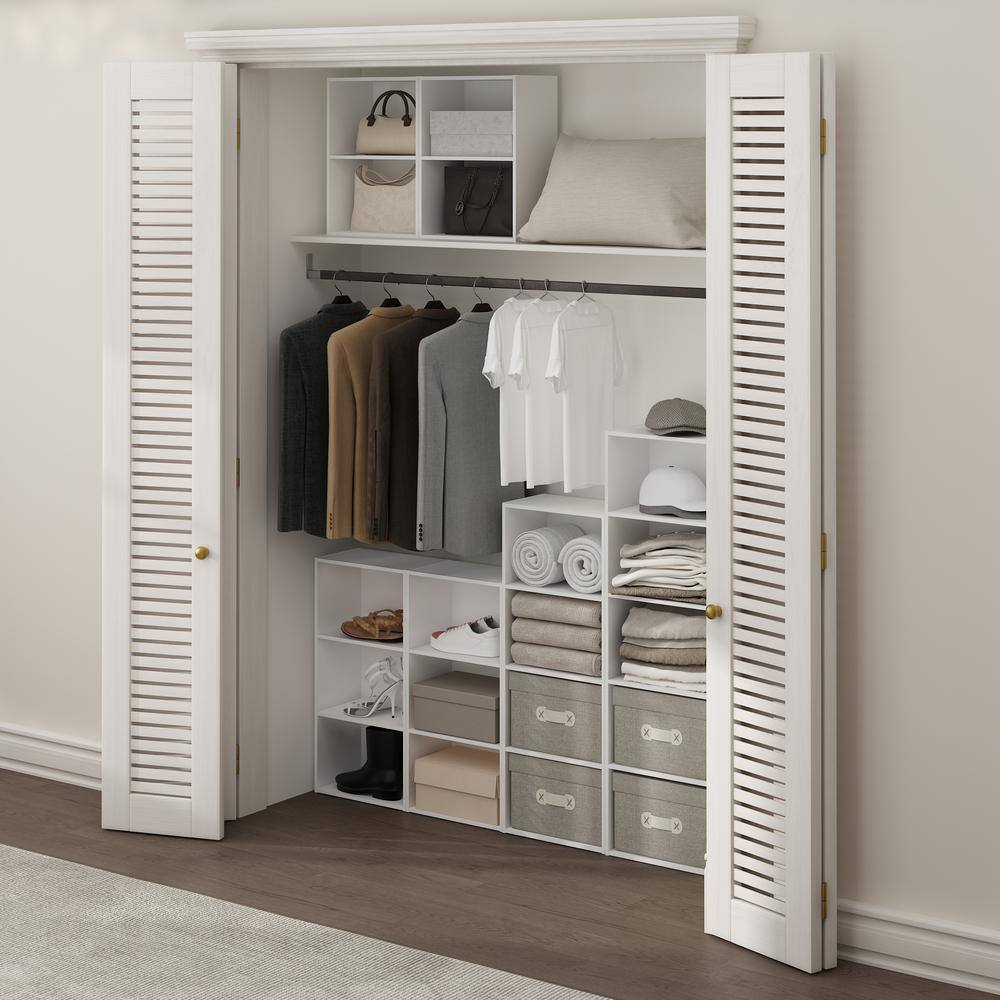 White Stackable 4-Tier Composite Wood Bookcase