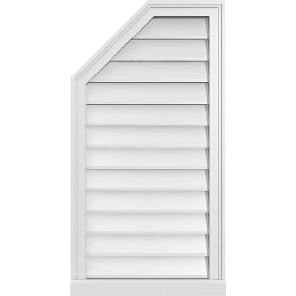 Ekena Millwork 20 in. x 38 in. Octagonal Surface Mount PVC Gable Vent: Decorative with Brickmould Sill Frame