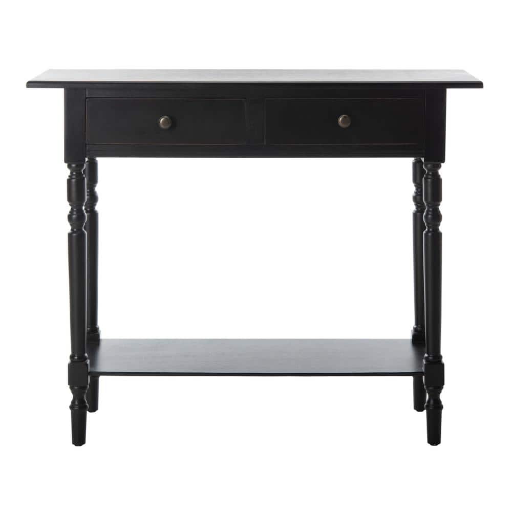 Transitional Gray Wood Console Table with Dual Storage Drawers