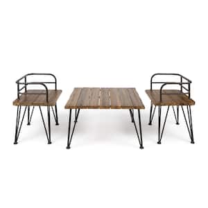 Zion Industrial Wood and Metal 3-Piece Coffee Table Patio Conversation Set