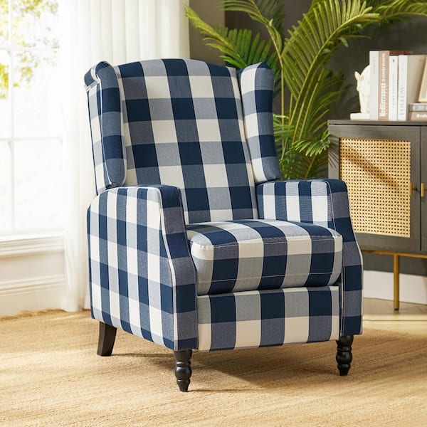JAYDEN CREATION Celia Navy Wing Back Manual Recliner