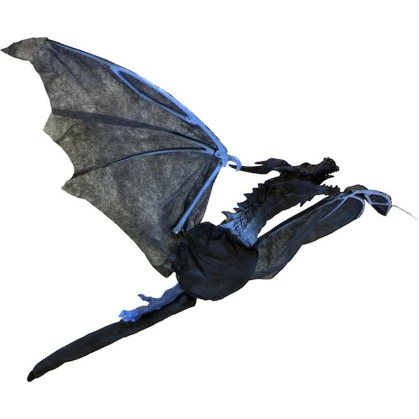 Haunted Hill Farm 5.5 in. Battery Operated Animated Poseable Dragon with Red LED Eyes Halloween Prop