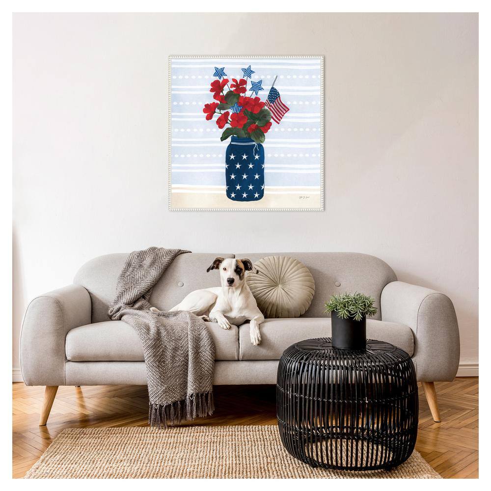 Patriotic Floral Canvas Print with White Frame, 30" x 30"