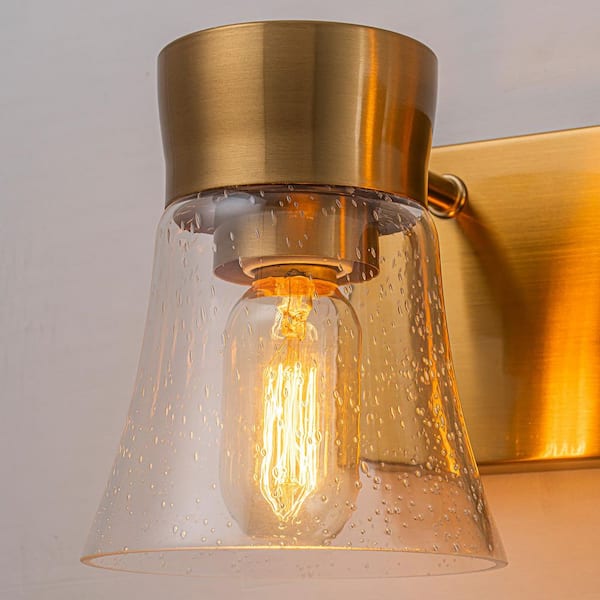 23.6 in. 3-Light Gold Bathroom Vanity Light with Seedy Glass