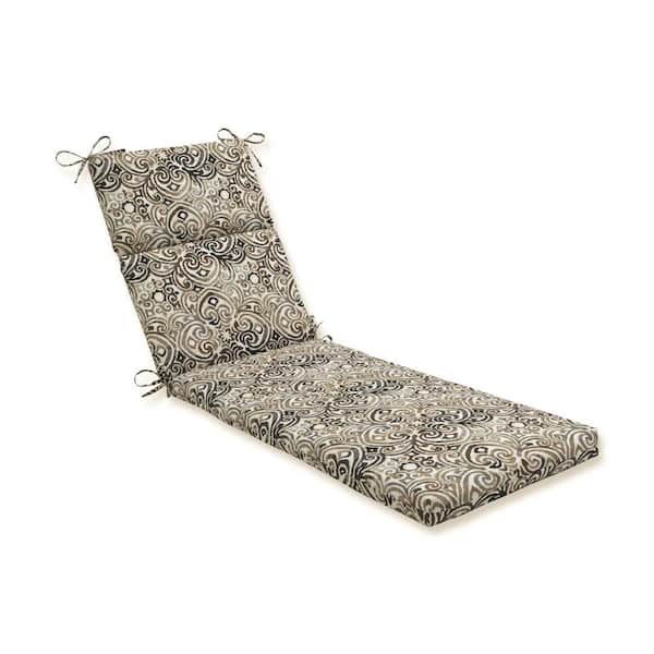 Pillow Perfect 21 x 28.5 Outdoor Chaise Lounge Cushion in Black/Brown Driftwood