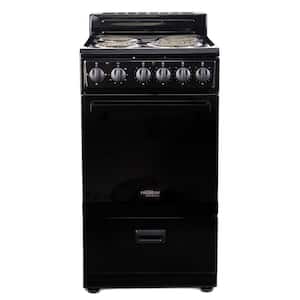 20 in. 2.2 cu. ft. 4-Burner Single Oven Electric Range with Storage Drawer in Black with Stainless Steel Door