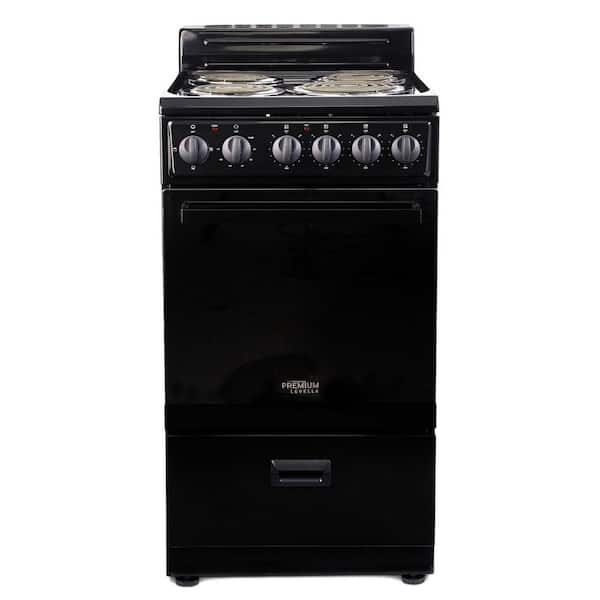 Premium LEVELLA 20 in. 2.2 cu. ft. 4-Burner Single Oven Electric Range with Storage Drawer in Black with Stainless Steel Door