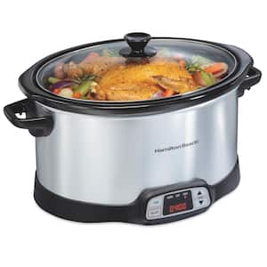 8 Qt. Programmable Stainless Steel Slow Cooker with Built-In Timer and Temperature Settings