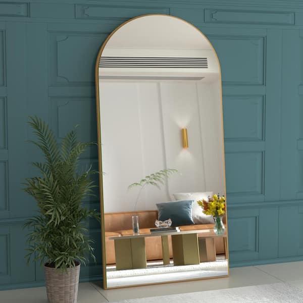 Seafuloy Classical 28 in. W x 71 in. H Oversized Mirror Floor Mirror Hanging Wall or Standing for Bedroom Dressing Room in Gold