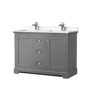 48 in. W x 22 in. D Double Vanity in Dark Gray with Cultured Marble Vanity Top in Light-Vein Carrara with White Basins