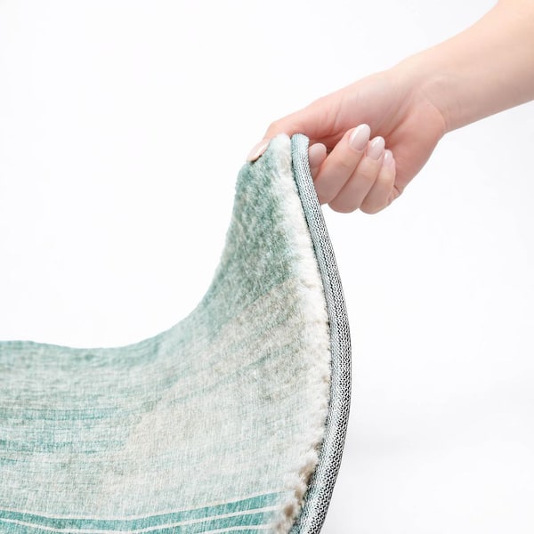 Dream Shag Premium Machine Washable Abstract ADS676 Teal 8 ft. x 10 ft. Area Rug