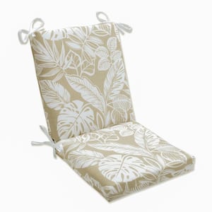 Botanical Outdoor/Indoor 18 in W x 3 in H Deep Seat, 1-Piece Chair Cushion and Square Corners in Natural/White Delray
