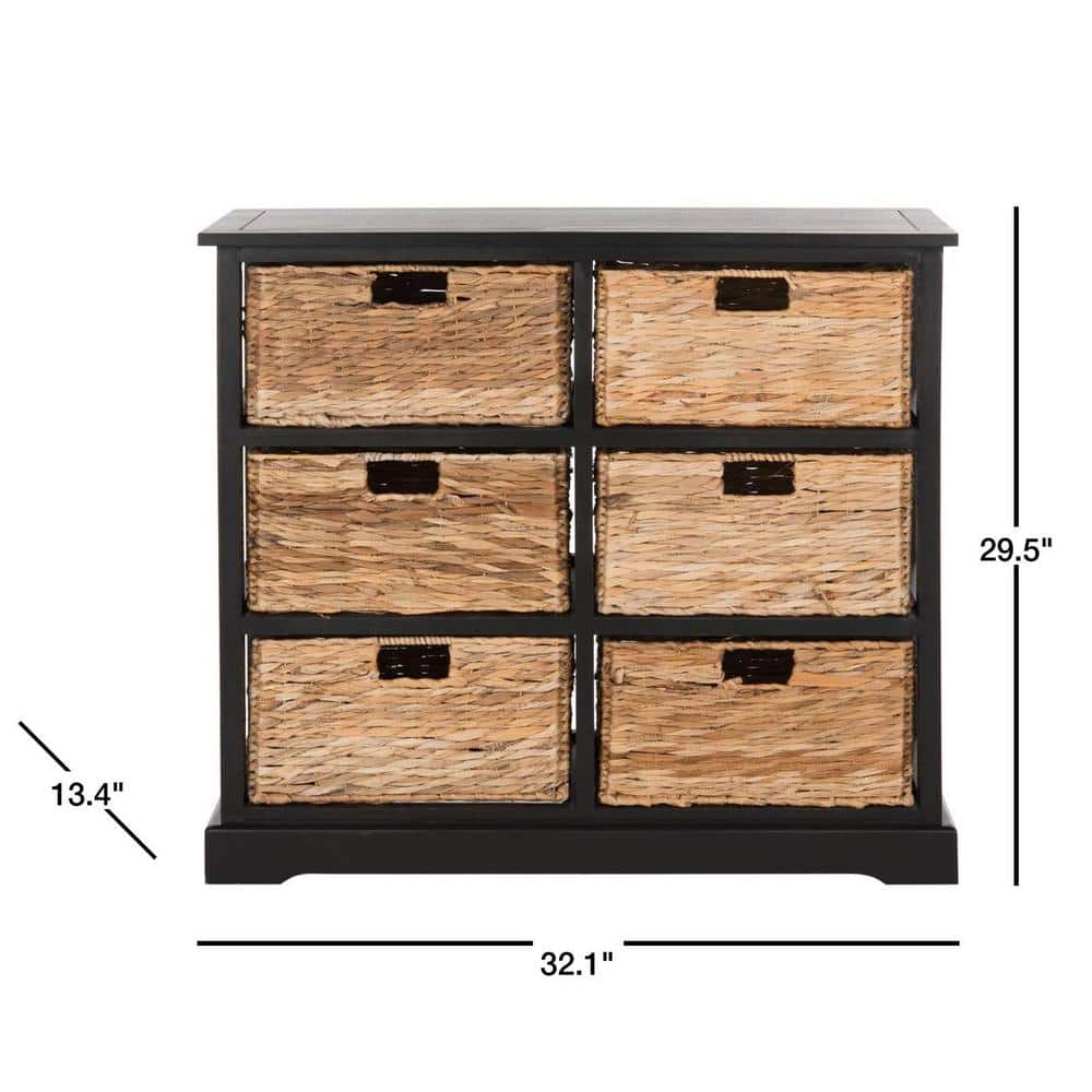 Keenan Transitional 6-Drawer Wicker Basket Storage Chest in Gray