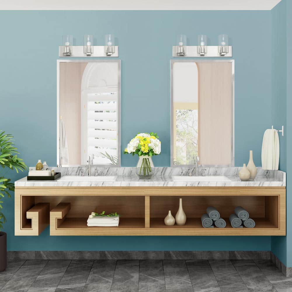Zurich Collection 3-Light Brushed Nickel Vanity with Clear Glass