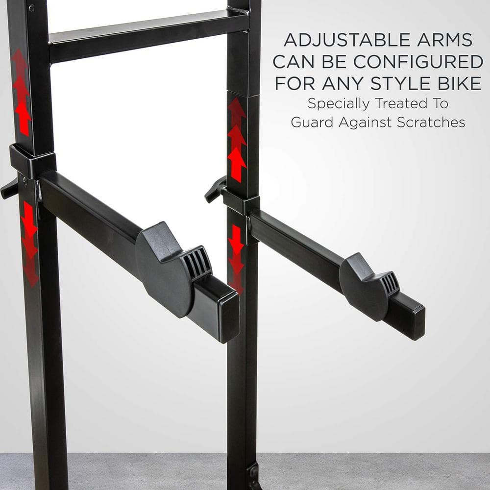 Black Steel Freestanding Adjustable 2-Bike Storage Rack
