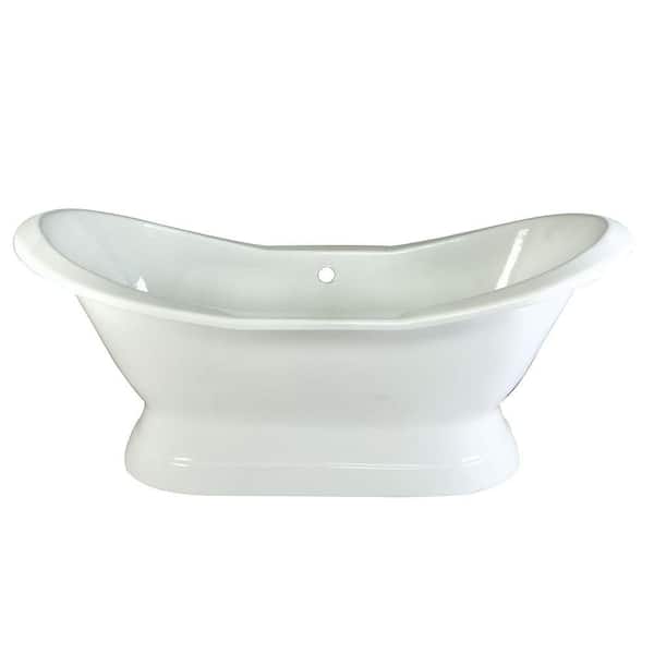 Aqua Eden 6 ft. Cast Iron Claw Foot Double Slipper Tub without Deck Holes in White