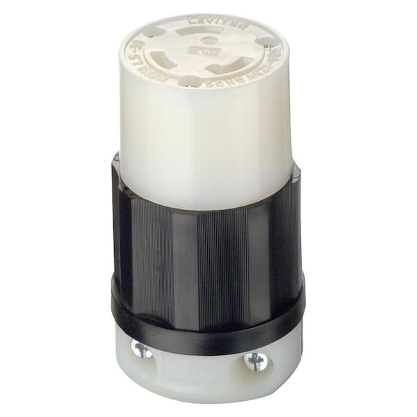 30 Amp 125-Volt Locking Grounding Connector, Black/White