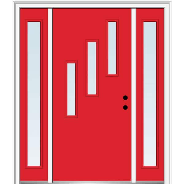 MMI Door 64.5 in. x 81.75 in. Davina Left-Hand Inswing 3-Lite Clear Low-E Painted Fiberglass Prehung Front Door with Sidelites