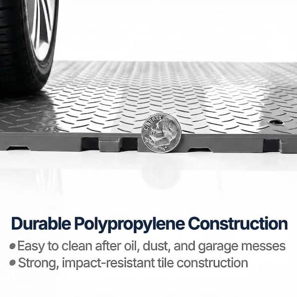 Nitro Diamond 3/8 in. Garage Tiles, Graphite, 12 in. x 12 in., 52-Pack, Covers 52 sq. ft., Interlocking Floor Tiles