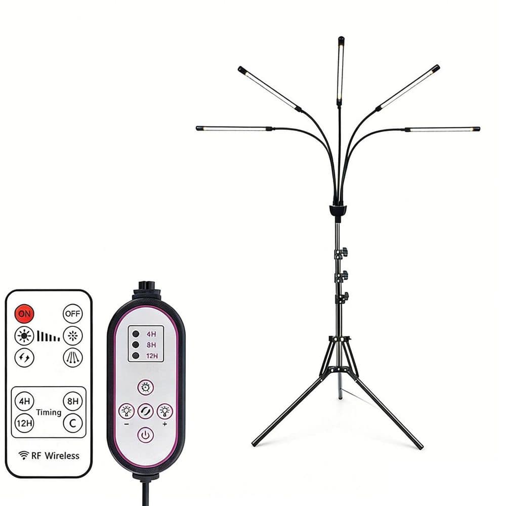 5 Heads Grow Light, Remote Control & Auto On/Off Timer, Full Spectrum, 15-60 in. Adjustable Tripod Stand, Red Blue White price history on PriceWatchPro