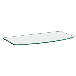 GLASSLINE 23.6 in. x 8/10 in. x 0.31 in. Clear Glass Convex Decorative Wall Shelf without Brackets