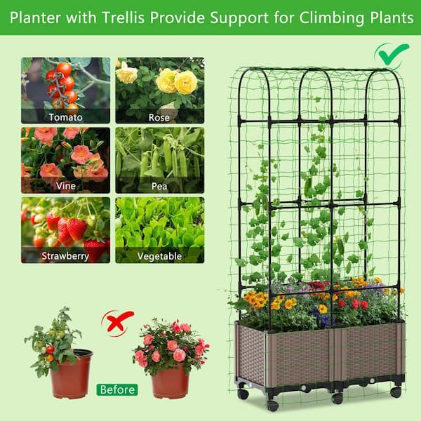 Aililan Tomato Planter With Wheels - Raised Garden Bed Planter Box With