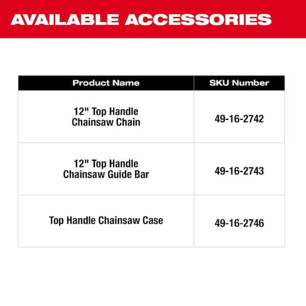 Milwaukee - M18 FUEL 12 in. 18V Lithium-Ion Brushless Cordless Battery Top Handle Chainsaw (Tool Only)