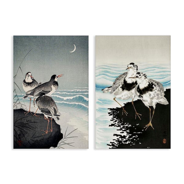 Stupell Industries Sea Birds Under Moon by Ohara Koson 2-Pieces Unframed Animal Graphic Art Print 36 in. x 24 in.