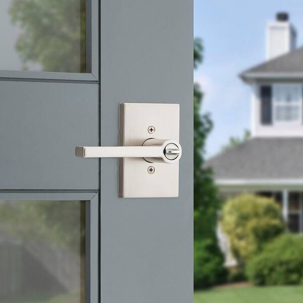 Kwikset Halifax Rectangle Rose Satin Nickel Keyed Entry Door