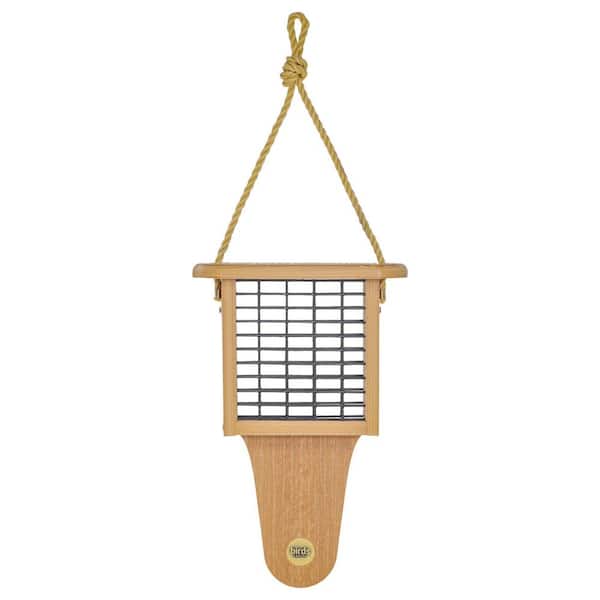 BIRDS choice Modern Farmhouse Suet Feeder with Tail Prop in Natural Teak