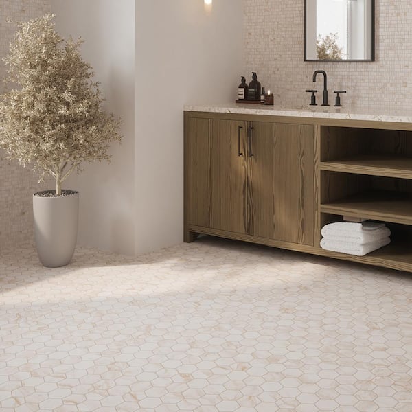 Jeffrey Court Carrara White 11.75 in. x 11.75 in. x 10 mm Honed Marble Mosaic Floor and Wall Tile