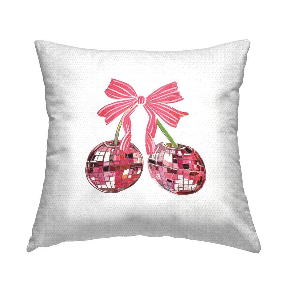 Glam Cherries with Bow Outdoor Printed Throw Pillow by Amelia Noyes price history on PriceWatchPro