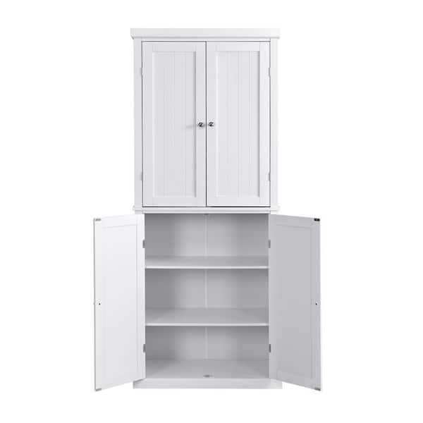 Freestanding Tall Kitchen Pantry, 72.4'' Kitchen Storage Cabinet Organizer  with 4 Doors and Adjustable Shelves, Minimalist Accent Sideboard for  Kitchen, Dining Room, Entryway, Gray 