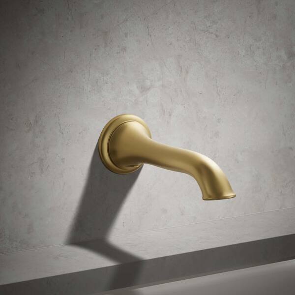 KOHLER Artifacts Wall Mount Bath Spout with Flare Design in Vibrant Brushed Moderne Brass