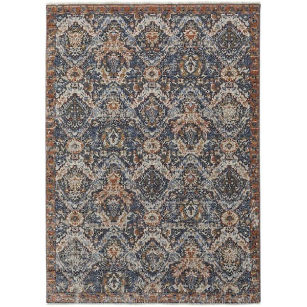 HomeRoots 3 ft. x 5 ft. Ivory, Blue, Brown Floral Area Rug 2000567262 ...