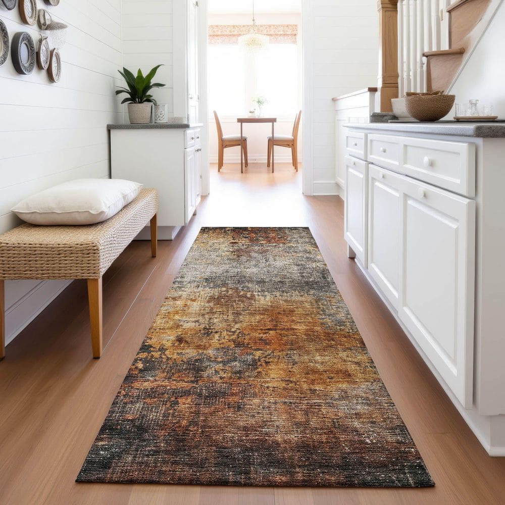 Mayfield Premium Machine Washable Abstract AMF1210 Paprika 10 ft. x 14 ft. Area Rug