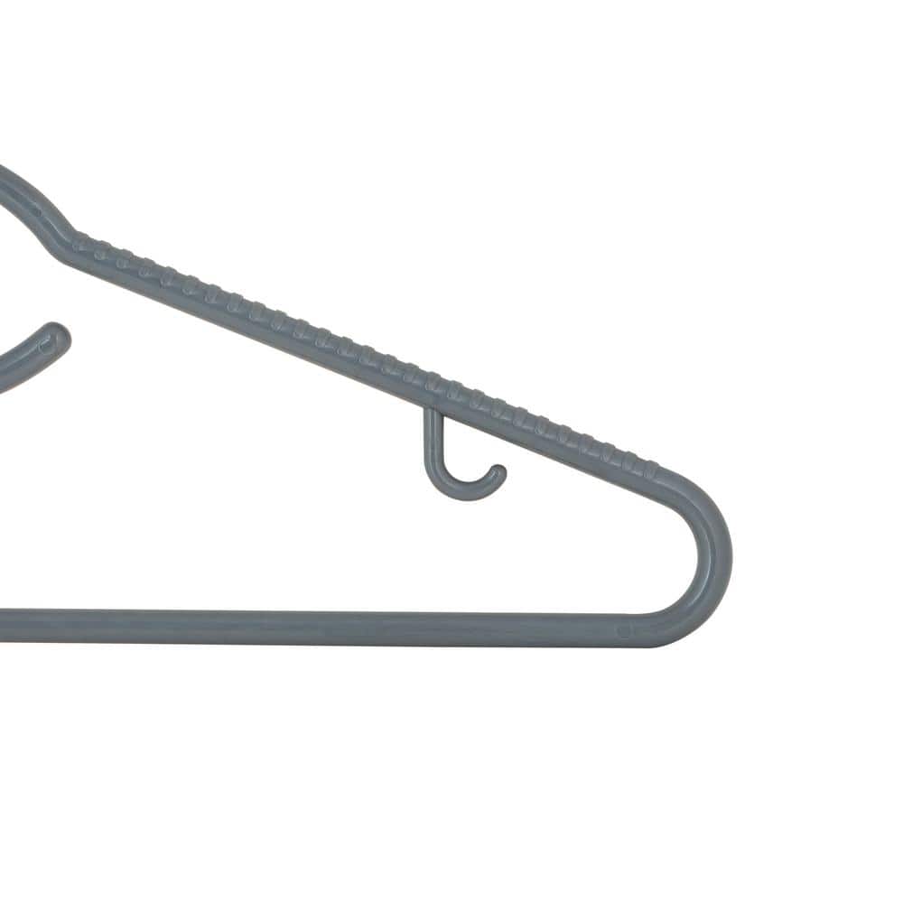 Gray Heavyweight Plastic Hangers with Swivel Hook and Rubber Grips (Set of 5)