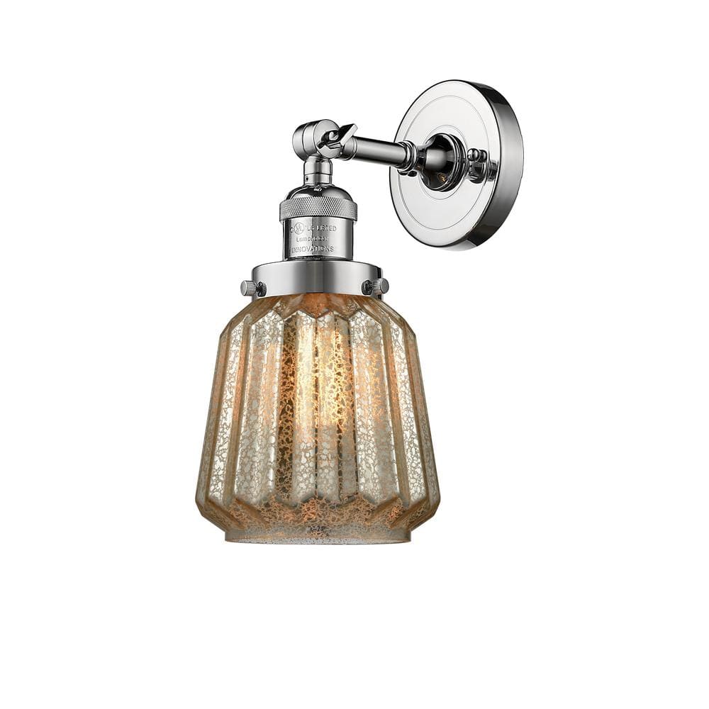 Chatham 1-Light Polished Chrome, Mercury Wall Sconce with Bronze Glass Shade price history on PriceWatchPro